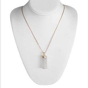 White Crystal Cylinder Gold Chain Necklace